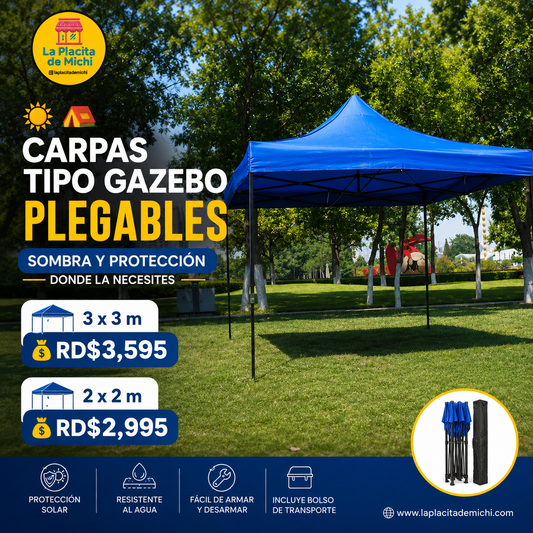 🌤️ Carpa Toldo Plegable Reforzada 2x2m 🔹
💰 RD$2,995