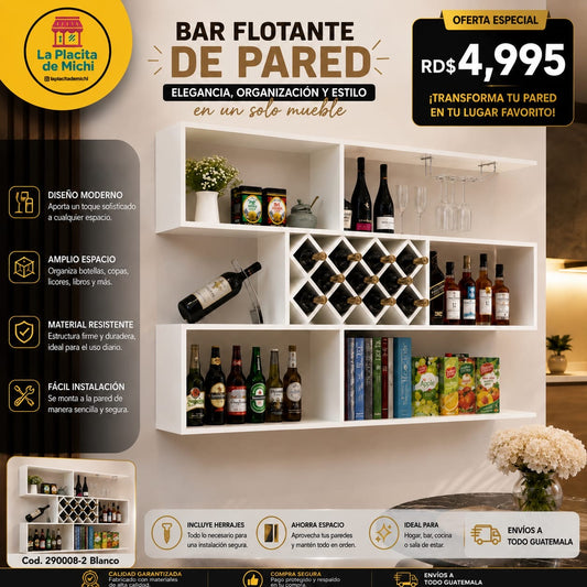 🍷✨ BAR FLOTANTE DE PARED – ELEGANCIA, ORGANIZACIÓN Y ESTILO EN UN SOLO MUEBLE ✨🍷

🆔 Cod. 290008-2 BLANCO 

💰 RD$4,995