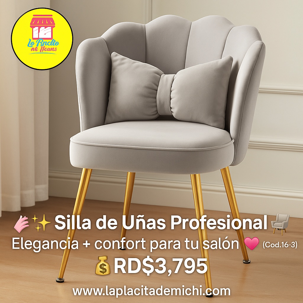 💅✨ Silla de Uñas Profesional ✨💺
Elegancia + confort para tu salón 💖 (Cod.16-3) GRIS