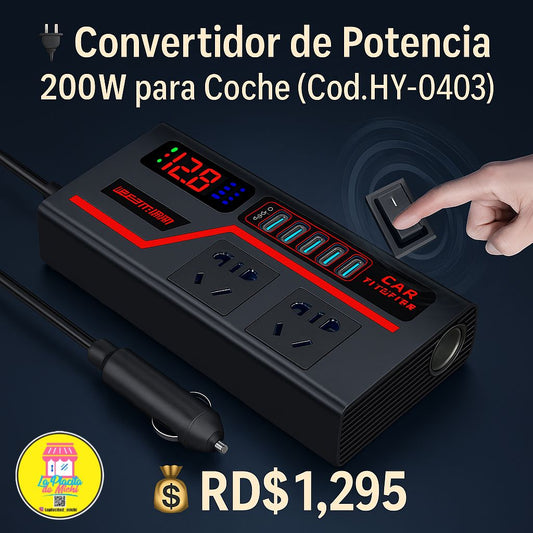 ⚡ Energía donde vayas
🔌 Convertidor de Potencia 200W para Coche (Cod.Hy-0403)