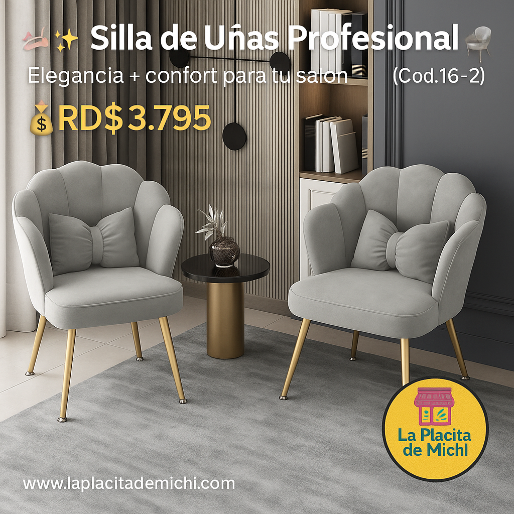 💅✨ Silla de Uñas Profesional ✨💺
Elegancia + confort para tu salón 💖 (Cod.16-3) GRIS