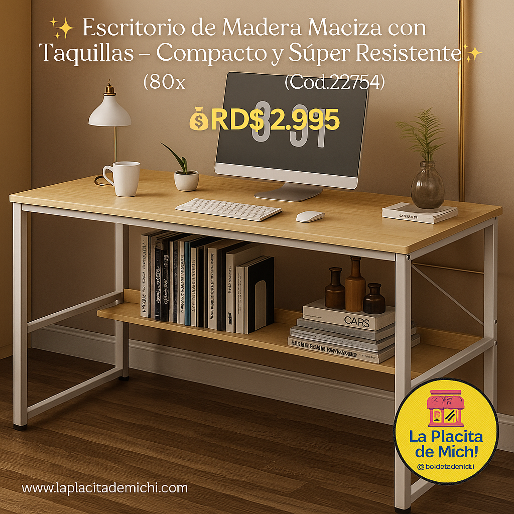 ✨ Escritorio de Madera Maciza con Taquillas – Compacto y Súper Resistente ✨ (80x40cm) (Cod.22754)

💰RD$2,995