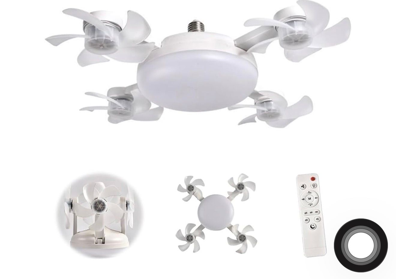 💡🌀 LÁMPARA VENTILADOR TIPO DRONE CON LUZ LED – 4 CABEZAS y Control 🕹️🌀💡

💰RD$1,495