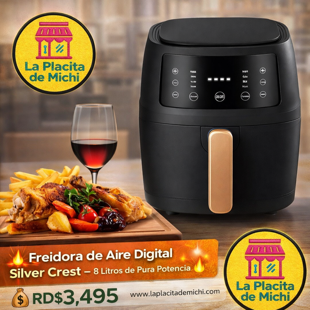 🔥 Freidora de Aire Digital Silver Crest – 8 Litros de Pura Potencia 🔥(Cod.S19)
💰 RD$3,495