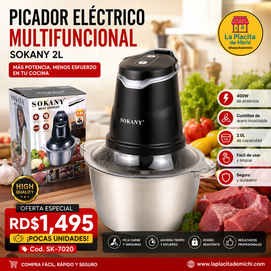 🔪✨ PICADOR ELÉCTRICO MULTIFUNCIONAL SOKANY 2L – MÁS POTENCIA, MENOS ESFUERZO EN TU COCINA ✨🔪

🆔 Cod. SK-7020

💰 RD$1,495
