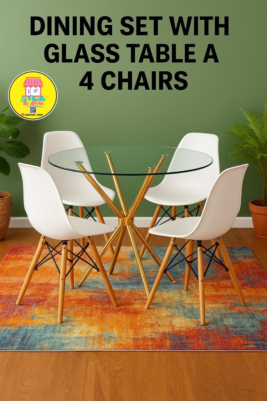 Mesa Redonda de Vidrio + 4 Sillas
(Cod.012-3 +Cod.081.1)