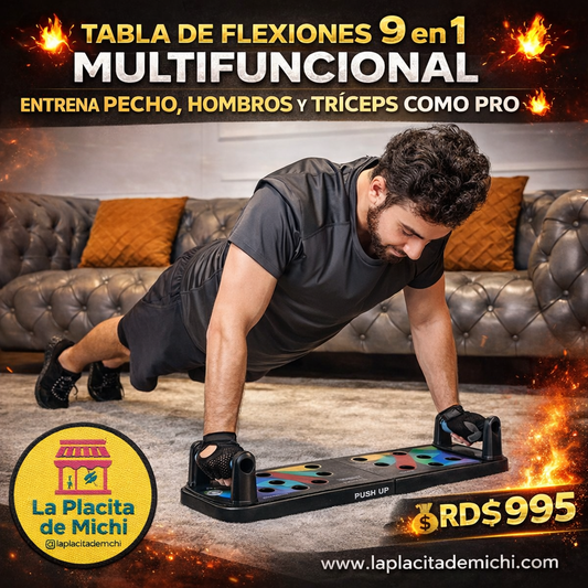 🔥💥 TABLA DE FLEXIONES 9 en 1 MULTIFUNCIONAL – ENTRENA PECHO, HOMBROS Y TRÍCEPS COMO PRO 💥🔥

💰RD$995