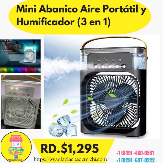 Mini Abanico Aire Portátil y Humificador (3 en 1)
