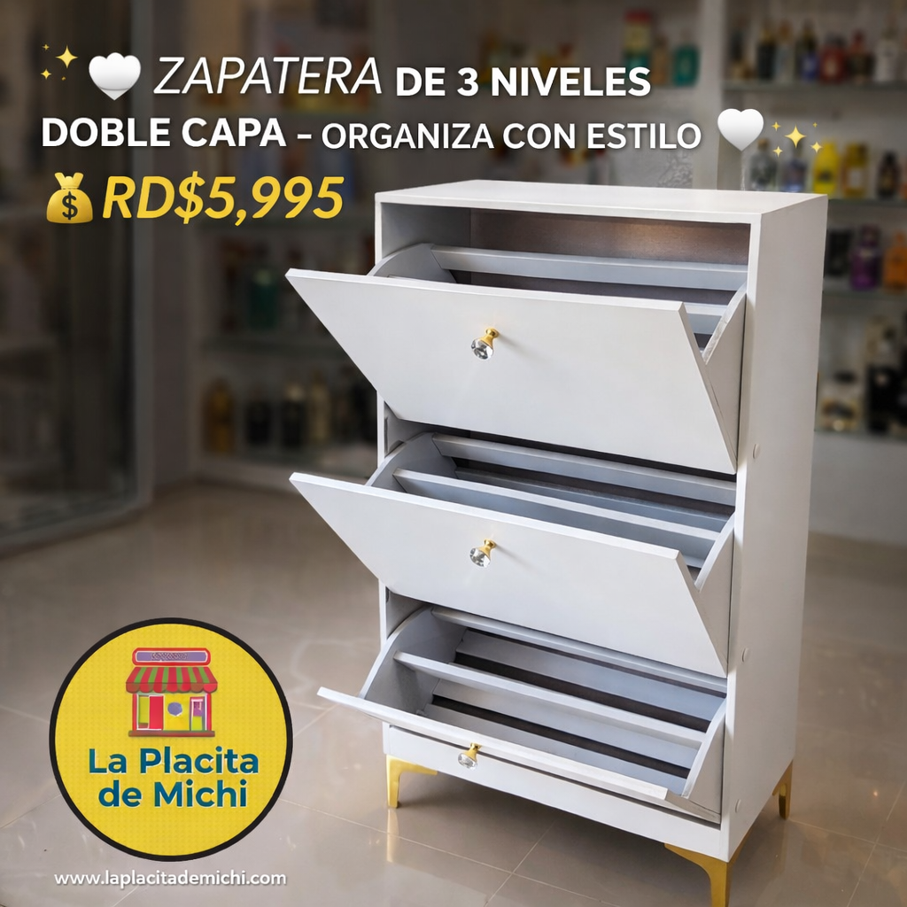 ✨🤍 ZAPATERA DE 3 NIVELES DOBLE CAPA – ORGANIZA CON ESTILO 🤍✨
💰RD$5,995