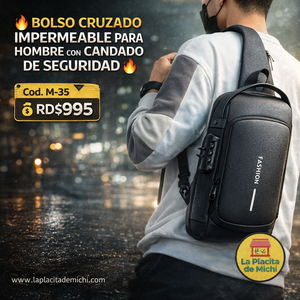 🔥 BOLSO CRUZADO IMPERMEABLE PARA HOMBRE CON CANDADO DE SEGURIDAD 🔥
🆔 Cod. M-35

💰 RD$995