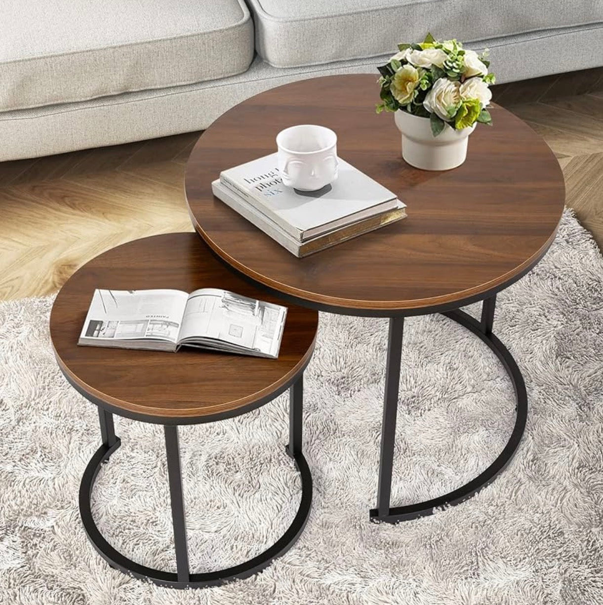 ✨ Juego de 2 Mesas Auxiliares Redondas – Diseño Moderno y Funcional ✨(Cod. CJ620) 

💰RD$3,495