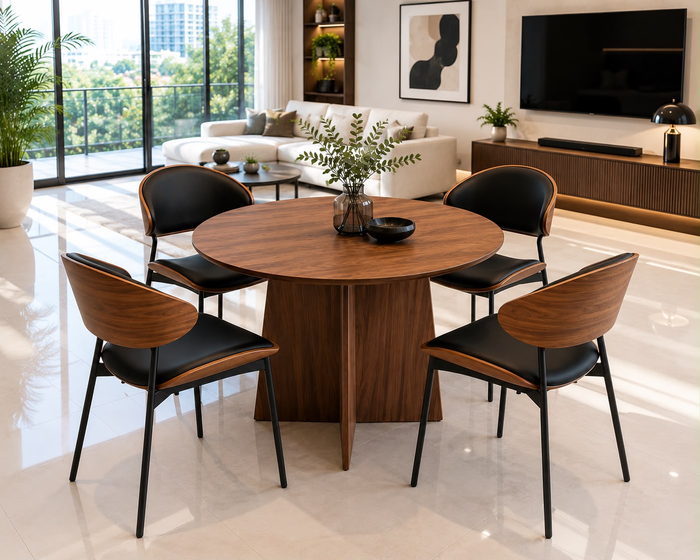 🏡✨ JUEGO DE COMEDOR MODERNO 4 PUESTOS ✨🏡 

💰RD$16,995 

- Mesa: (Cod. TZ-6815)
Medidas; 100 × 100 × 75 cm.

- Sillas: (Cod. X-027 Marrón)
Medidas: 91 × 52 × 50 cm.