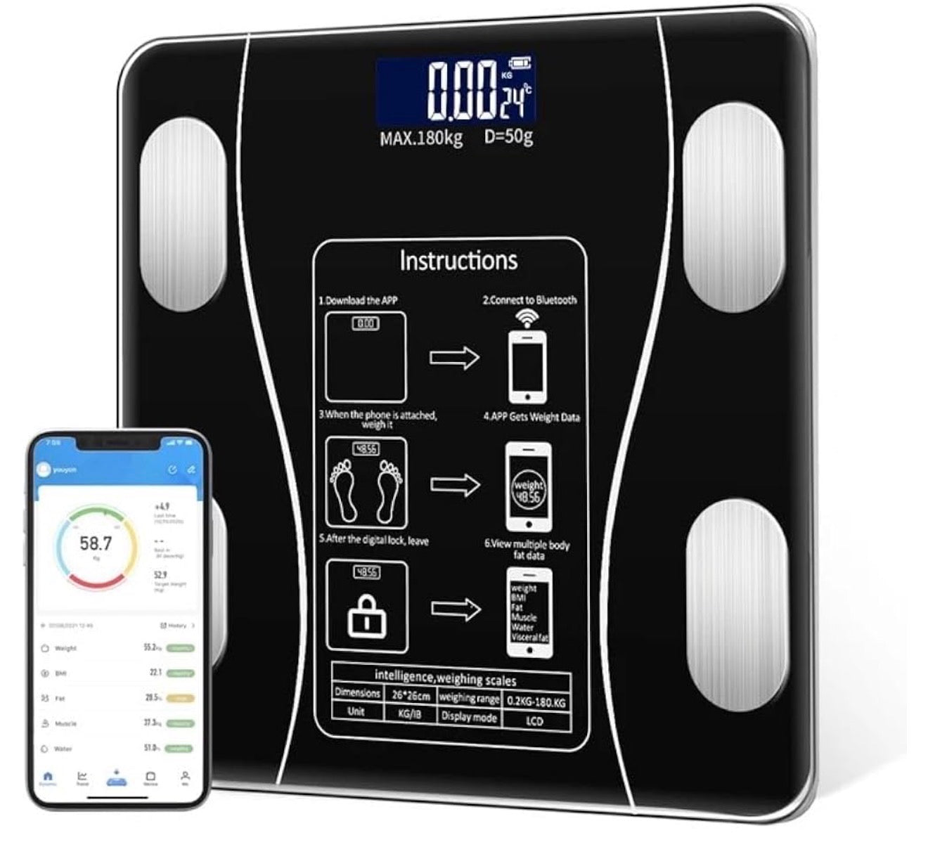 ⚖️📲 BÁSCULA INTELIGENTE BLUETOOTH – CONTROL TOTAL DE TU CUERPO 📲⚖️ (Cod. 422) 

💰RD$995