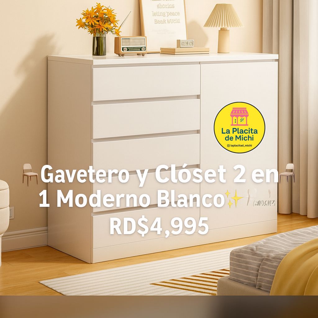 🪑✨ Gavetero y Clóset 2 en 1 Moderno Blanco ✨🪑(COD.29012)

💰RD$4,995