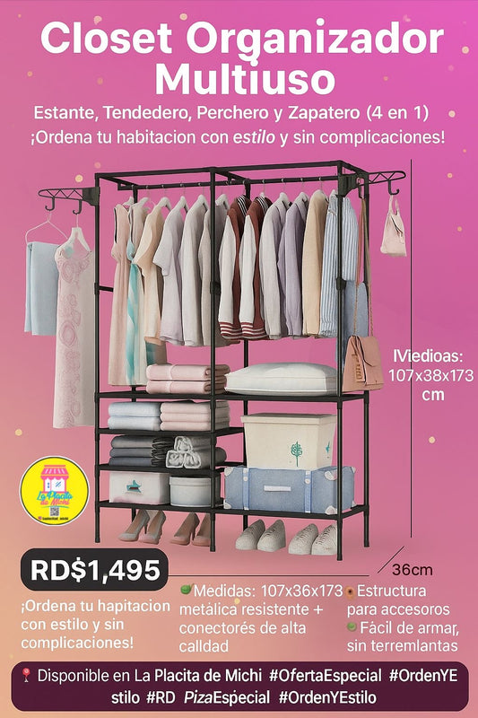 Estante, Tendedero,  Perchero y Zapatero (4 en 1) (Cod. JY277)