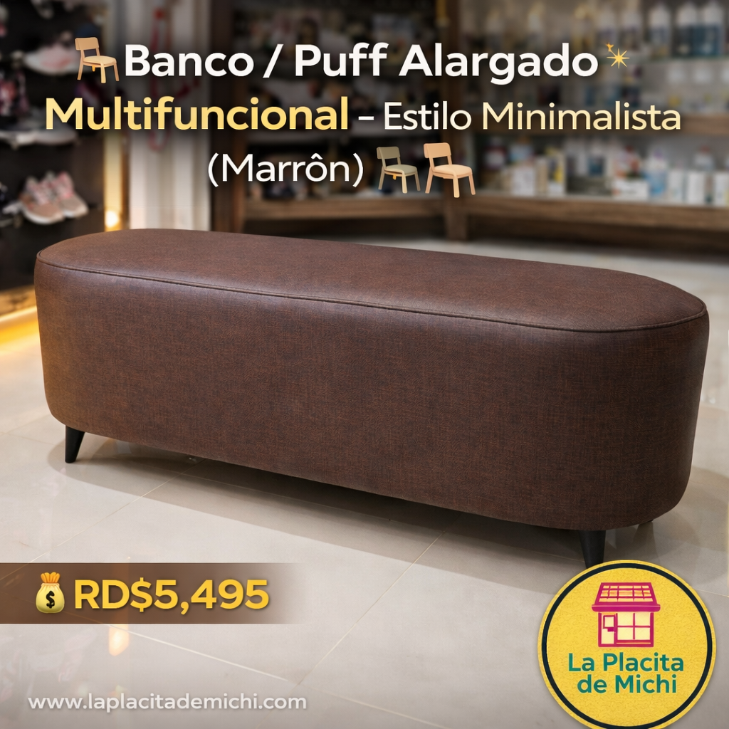 🪑✨ Banco / Puff Alargado Multifuncional – Estilo Minimalista (Marrón) ✨🪑 (120x40cm)

💰RD$5,495