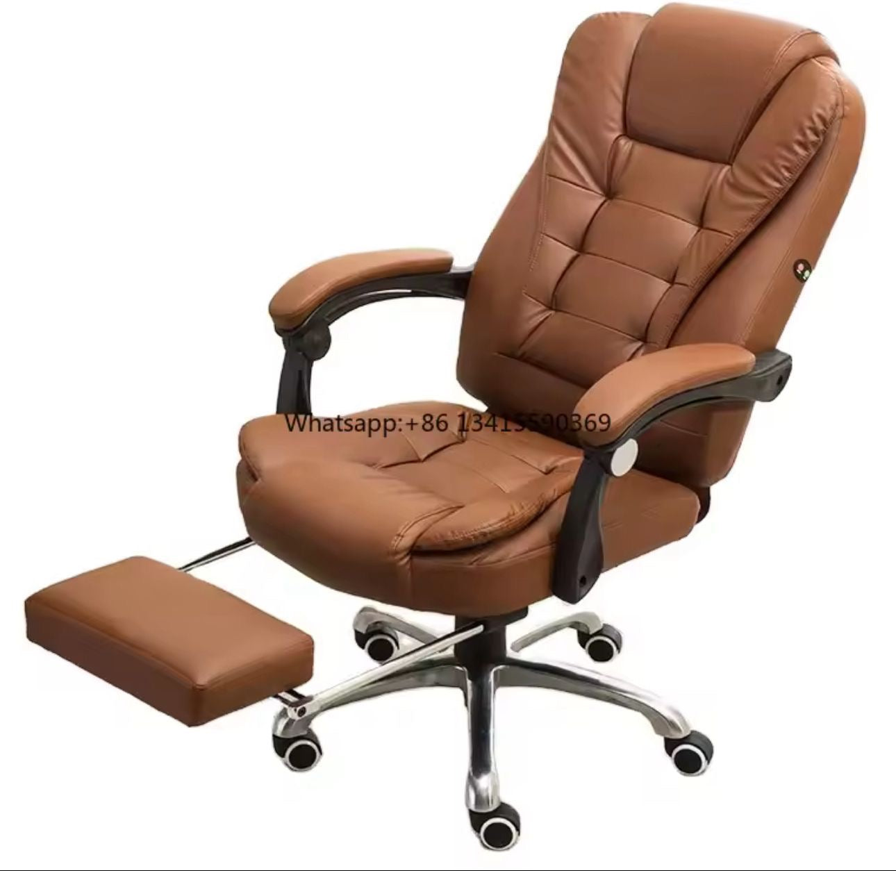 🟤 Silla Ejecutiva con Masajeador y Reposapiés (Color Marrón)