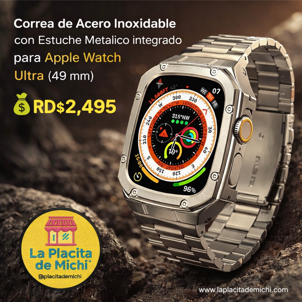 Correa de Acero Inoxidable con Estuche Metálico integrado para Apple Watch Ultra (49 mm)

💰RD$2,495