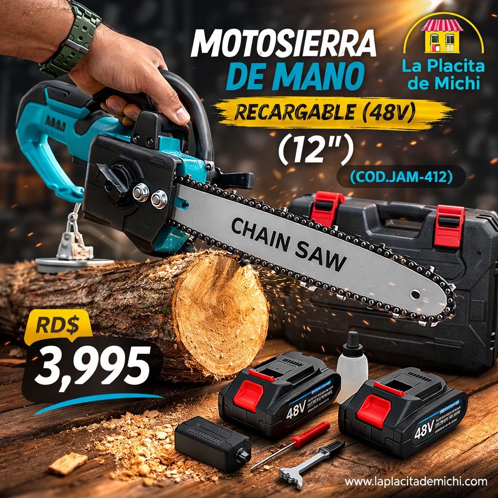 Motosierra de Mano Recargable (48v) (12”)
(Cod.JAM-412)

💰RD$3,995