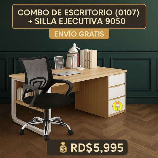 🪑 Combo de Escritorio (0107) + Silla Ejecutiva 9050 (Pocas Unidades)