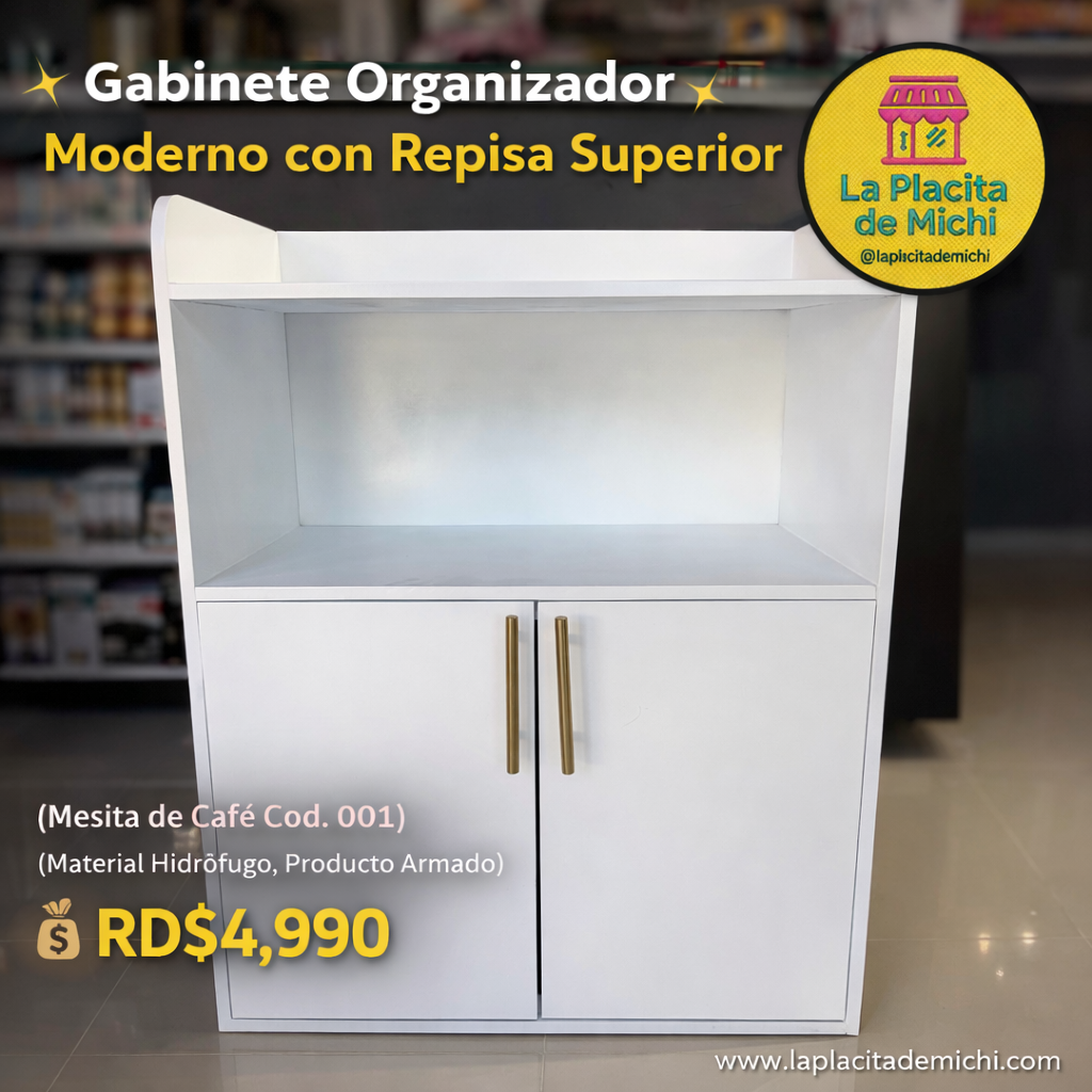 ✨ Gabinete Organizador Moderno con Repisa Superior ✨

(Mesita de Café Cod. 001) (Material Hidrofugo, Producto Armado) 

💰RD$4,990 

- Medidas 84x60x38cm
