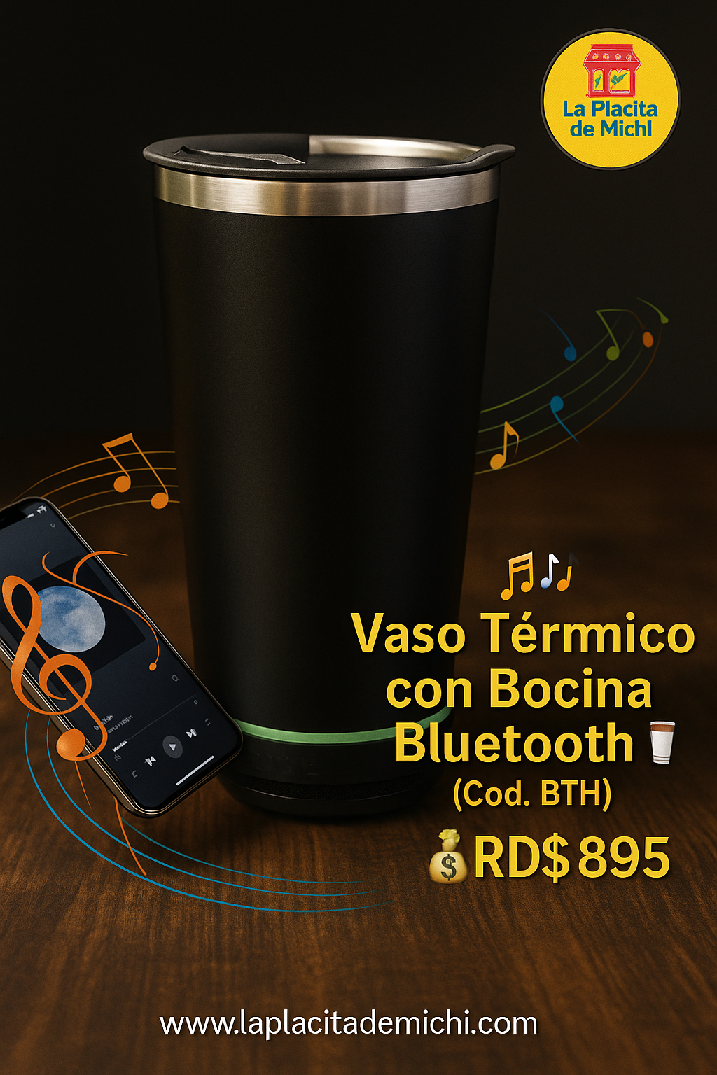 🎶🥤 Vaso Térmico con Bocina Bluetooth 🥤🎶(Cod. BTH)

💰RD$895