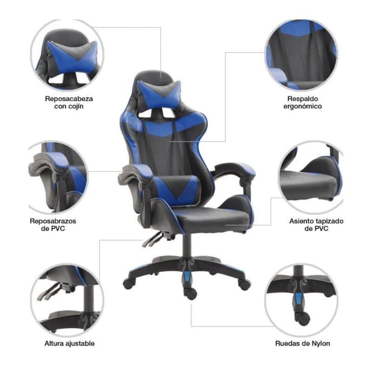 🎮🔥 SILLA GAMER ERGONÓMICA – COMODIDAD REAL PARA HORAS DE JUEGO O TRABAJO 🔥🎮
🎨 Color: Negro con Azul 

💰 Precio: RD$4,995