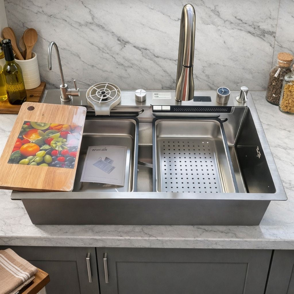 ✨🚿 FREGADERO MULTIFUNCIONAL DE LUJO – TODO EN UNO PARA TU COCINA 🚿✨
🆔 Modelo: SC703-2
📏 Medida: 75 × 45 cm
🎨 Color: Plateado (Acero inoxidable)

💰 Precio: RD$5,995