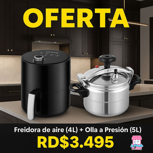 📣 OFERTA ESPECIAL COMBO DE COCINA 🔥
¡Cocina rápido, sano y delicioso!

🎁 Freidora de Aire (4L) + Olla de Presión (5L)