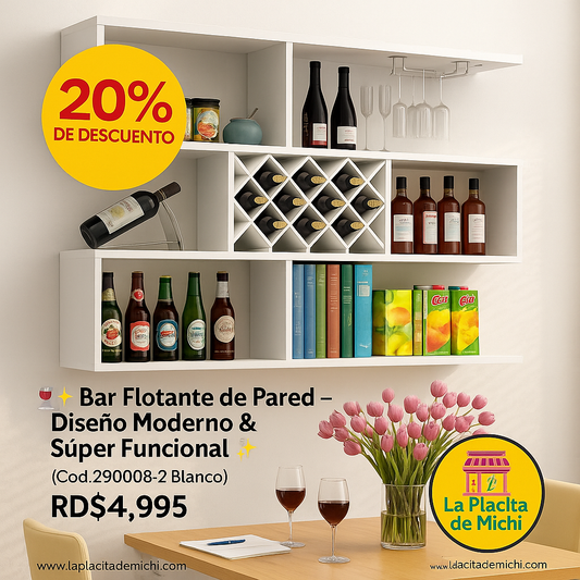 🍷✨ Bar Flotante de Pared – Diseño Moderno & Súper Funcional ✨🍷 (Cod.290008-2 Blanco) 

💰RD$4,995