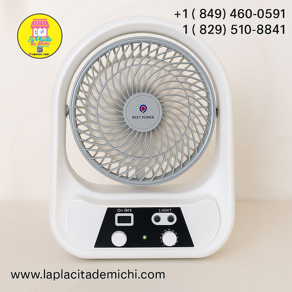 Abanico Recargable Con Panel Solar y Eléctrico Con Bombillos (8 Pulgadas) (Cod.-608)