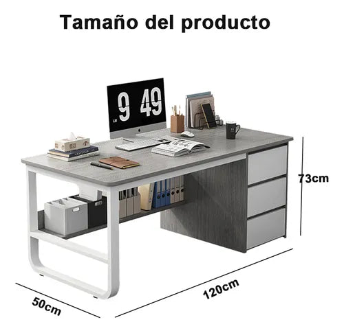 🖥️✨ ESCRITORIO MODERNO CON GAVETAS Y ESTANTERÍA INTEGRADA ✨🖥️ (Cod. 25101-3 Gris) 

💰RD$3,995