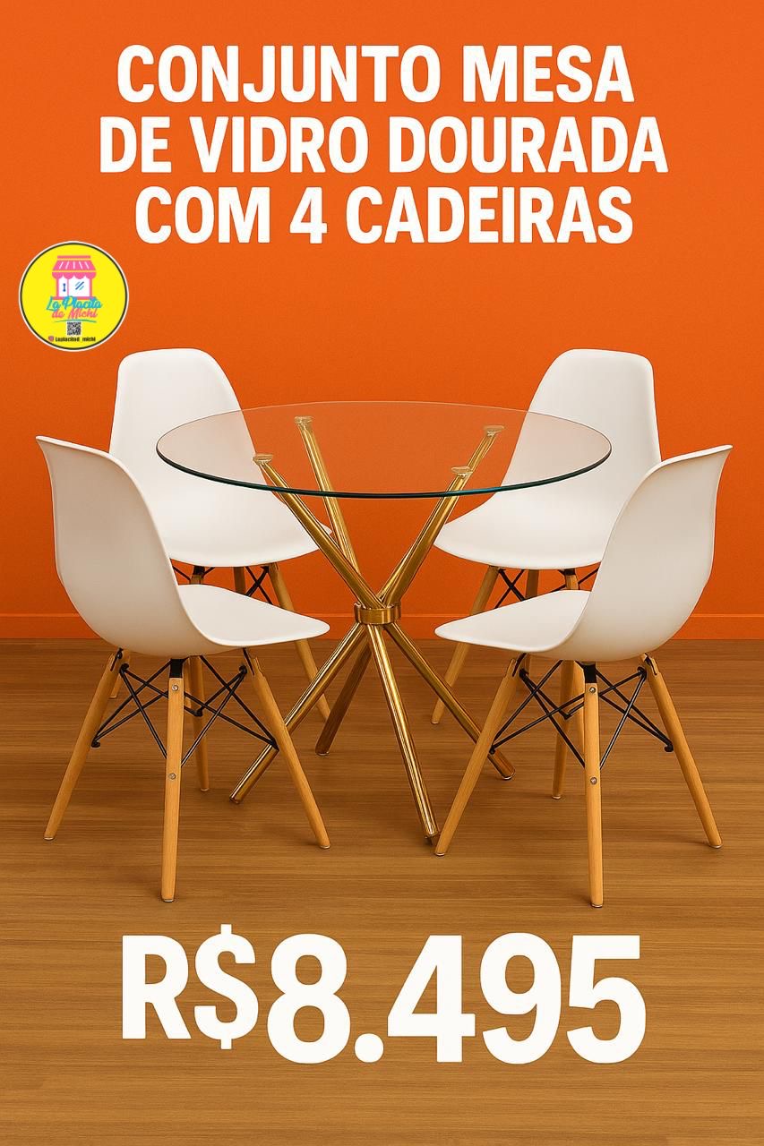 Mesa Redonda de Vidrio + 4 Sillas
(Cod.012-3 +Cod.081.1)