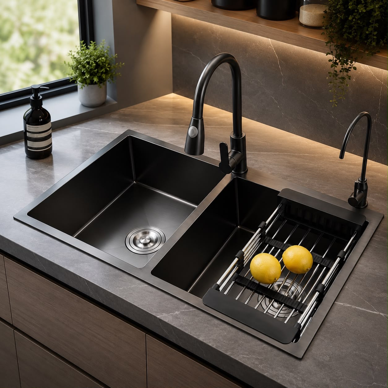 🖤✨ FREGADERO O LAVABO DE COCINA DOBLE CON ACCESORIOS – NEGRO GRAFITO PREMIUM ✨🖤

📌 Cod. SC602

💰 RD$5,795