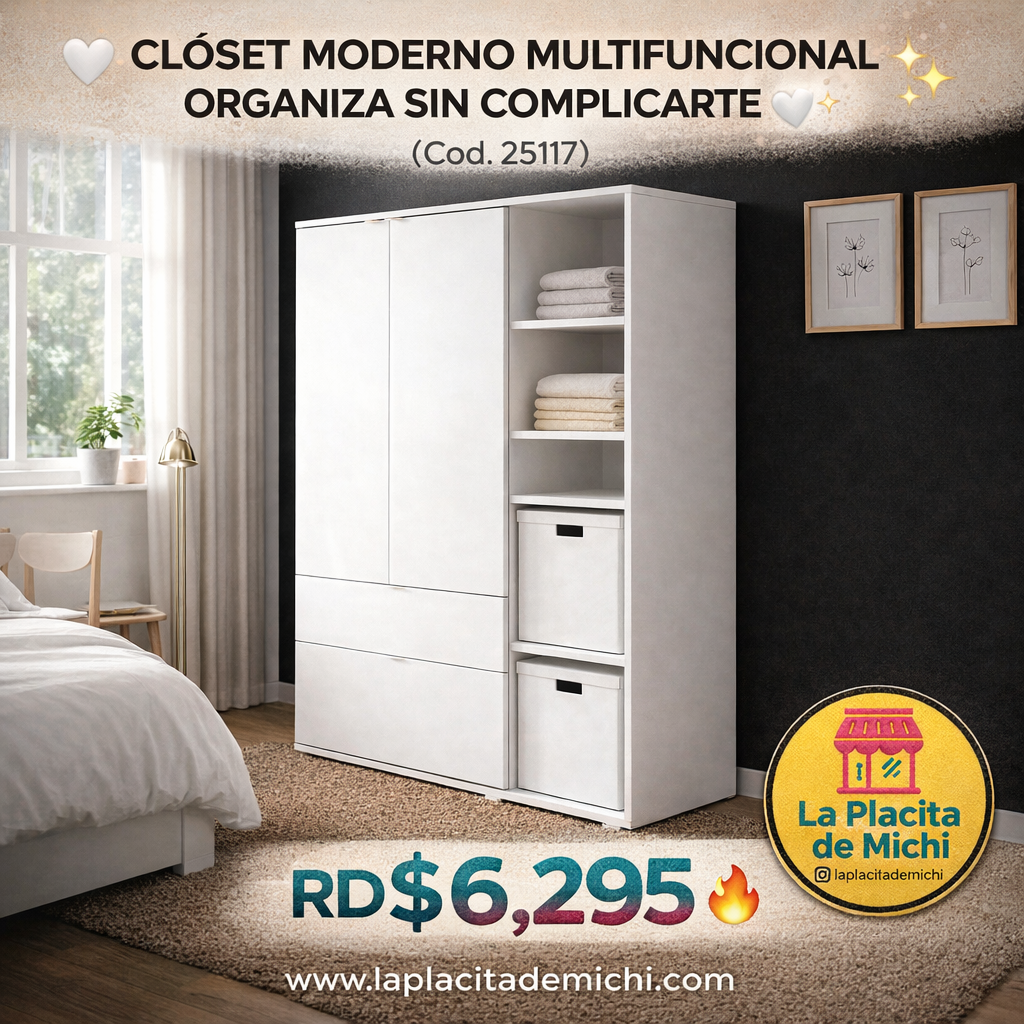 🤍 CLÓSET MODERNO MULTIFUNCIONAL – ORGANIZA SIN COMPLICARTE 🤍✨ (Cod. 25117)

RD$💰6,295 🔥

- Medidas: 105x37x140cm