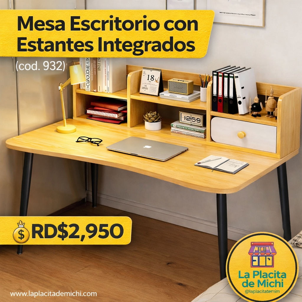 Mesa Escritorio con Estantes Integrados
(cod. 932)

💰RD$2,950