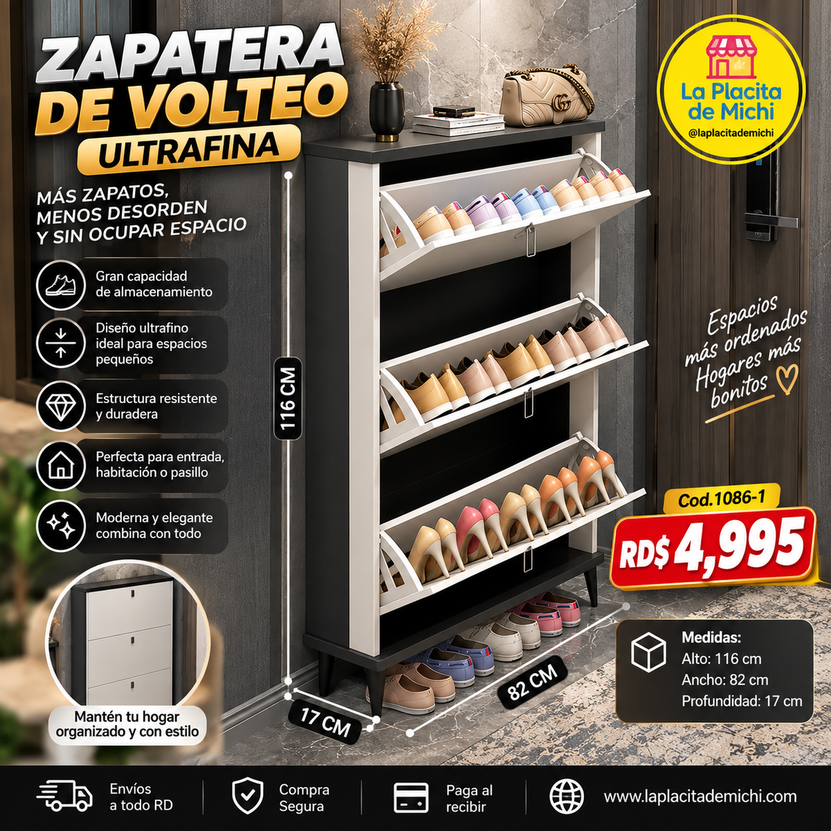 👟✨ ZAPATERA DE VOLTEO ULTRAFINO – MÁS ZAPATOS, MENOS DESORDEN Y SIN OCUPAR ESPACIO ✨👟

(🆔 Cod.1086-1)

💰RD$4,995