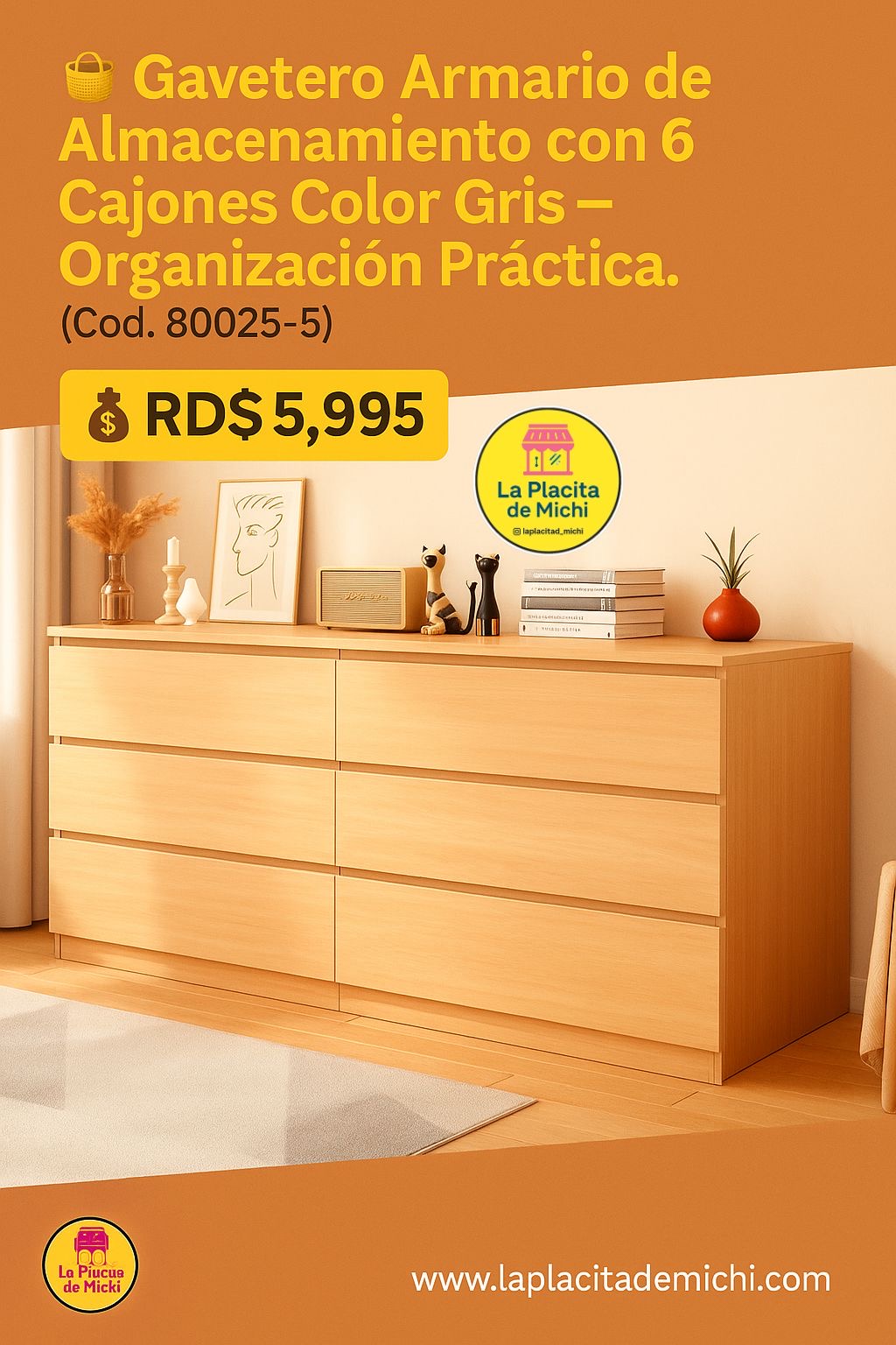 🔥 Combo Madera Premium – Estilo y Organización Total 🔥

🪵 Mesita Librero Multifuncional con 2 Gavetas
(Cód. 283282 Amarillo)
📏 55×30×80 cm

🧺 Gavetero Armario de Almacenamiento con 6 Cajones
(Cód. 80025-5 Amarillo)

💰RD$8,995