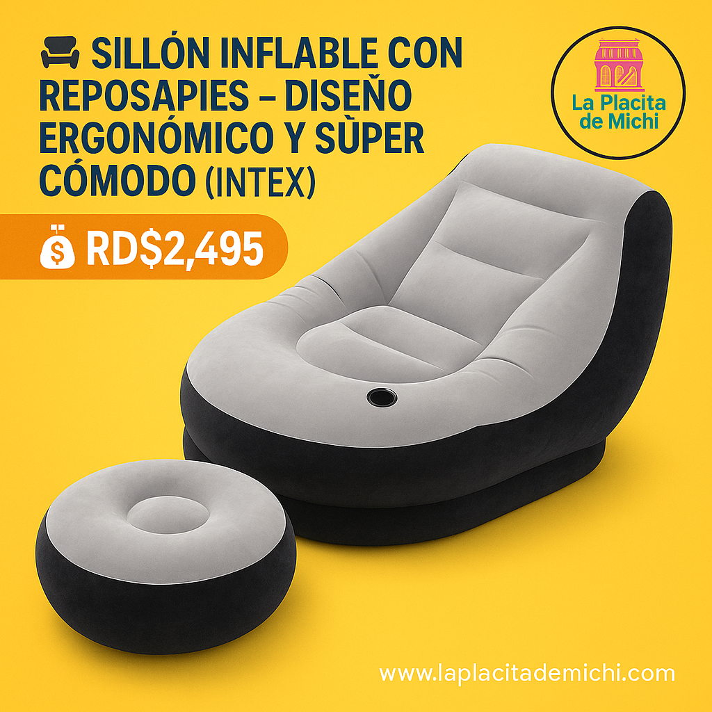 🛋️ Sillón Inflable con Reposa Pies – Diseño Ergonómico y Súper Cómodo (Intex)(Cod-020)

💰RD$2,495