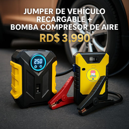 Jumper de Vehículo Recargable + Bomba Compresor de Aire