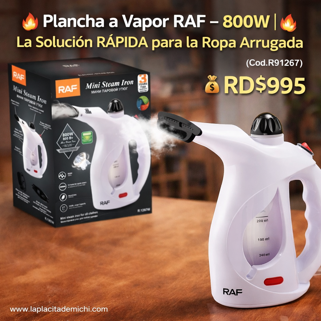 🔥 Plancha a Vapor RAF – 800W | La Solución RÁPIDA para la Ropa Arrugada 🔥 (Cod.R91267)

💰RD$995