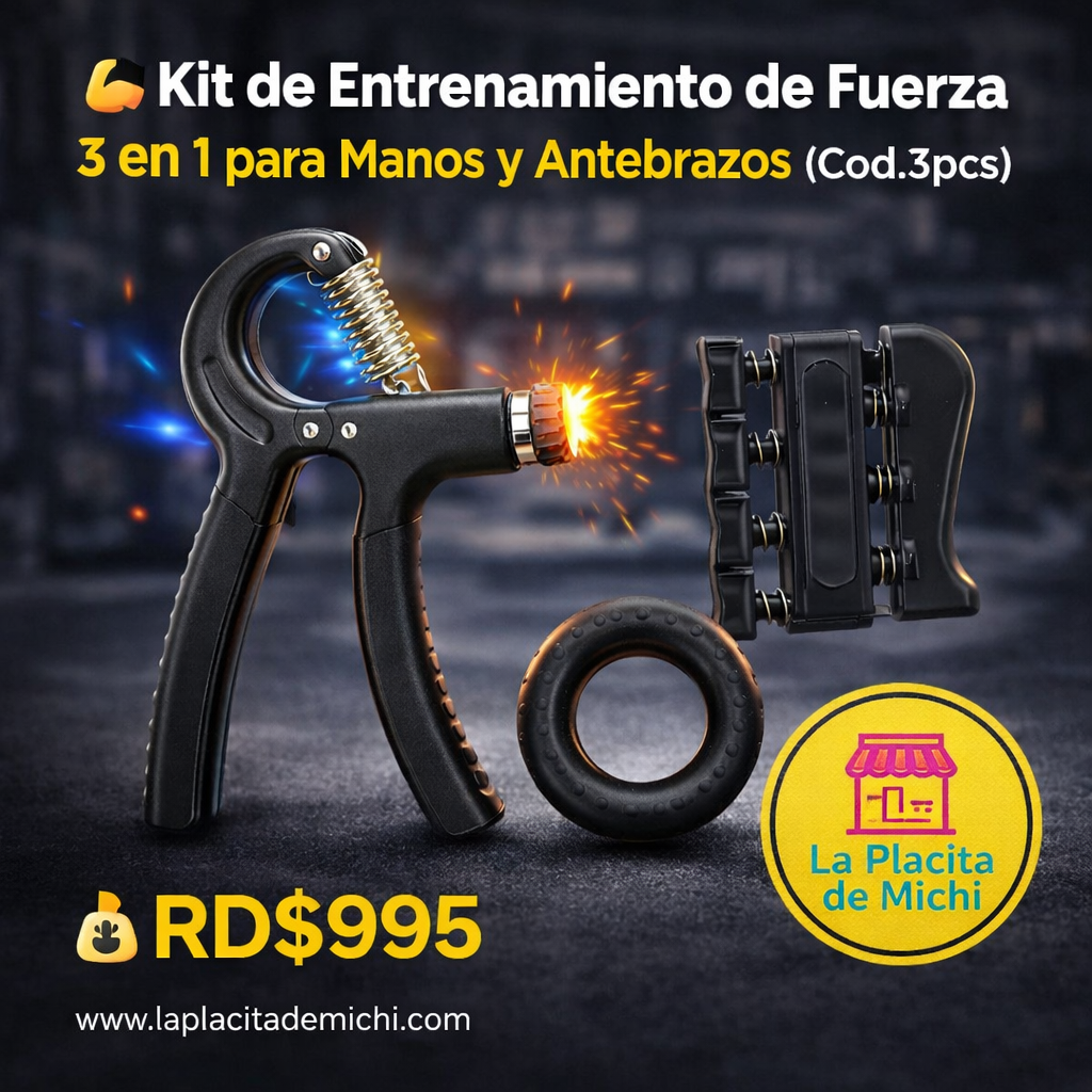 💪 Kit de Entrenamiento de Fuerza 3 en 1 para Manos y Antebrazos (Cod.3pcs)

💰RD$995