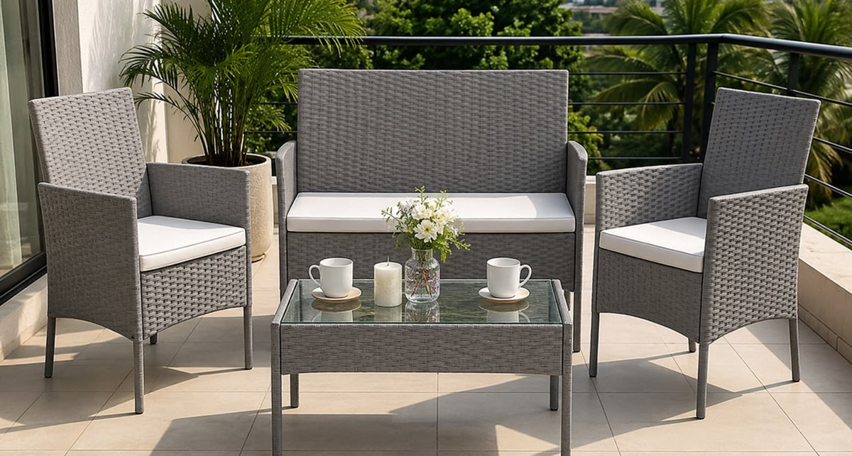 🛋️ Juego de Sala Exterior en Ratán Sintético – Elegancia y Confort para tu Espacio 🛋️ (Cod.-04) (*Color Gris*)

💰RD$10,995