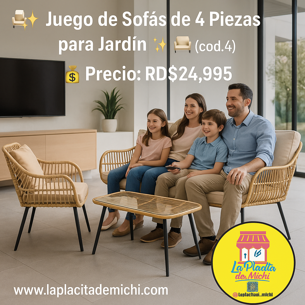 🛋️✨ Juego de Sofás de 4 Piezas para Jardín ✨🛋️ (cod.4)