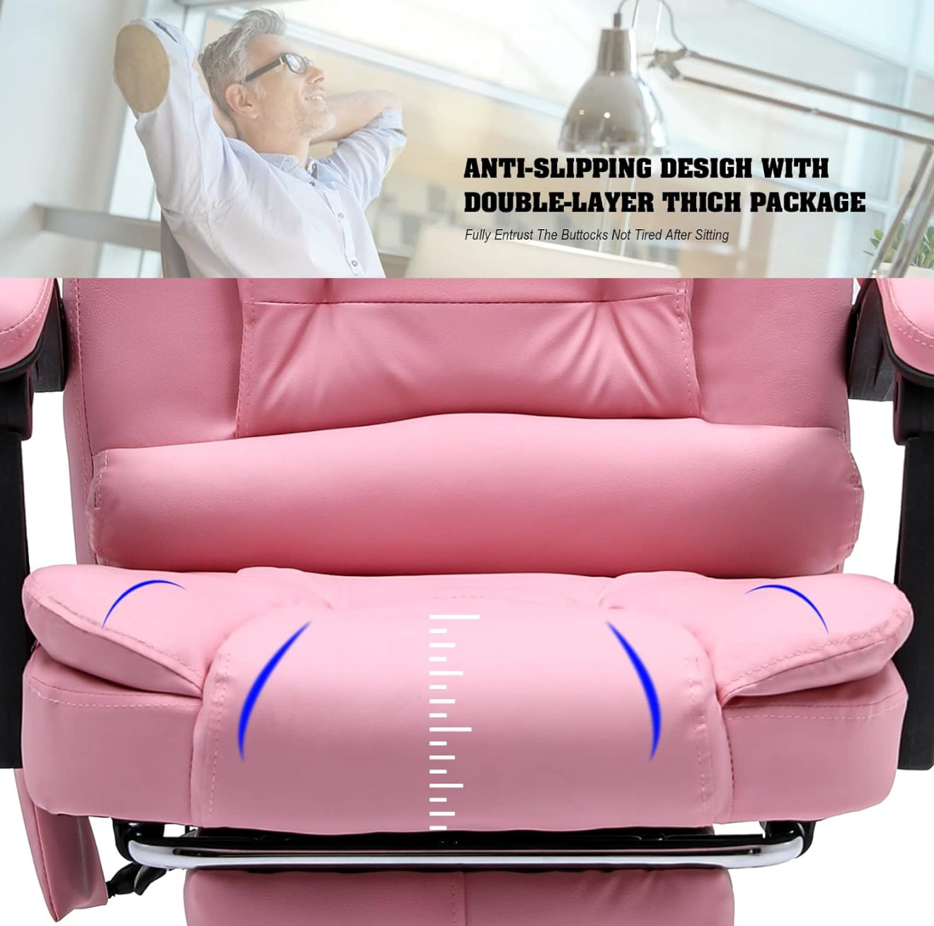 🩷🎀 Silla Ejecutiva con Masajeador y Reposapiés – Color Rosada  (Cod.V2)

💰 RD$8,995