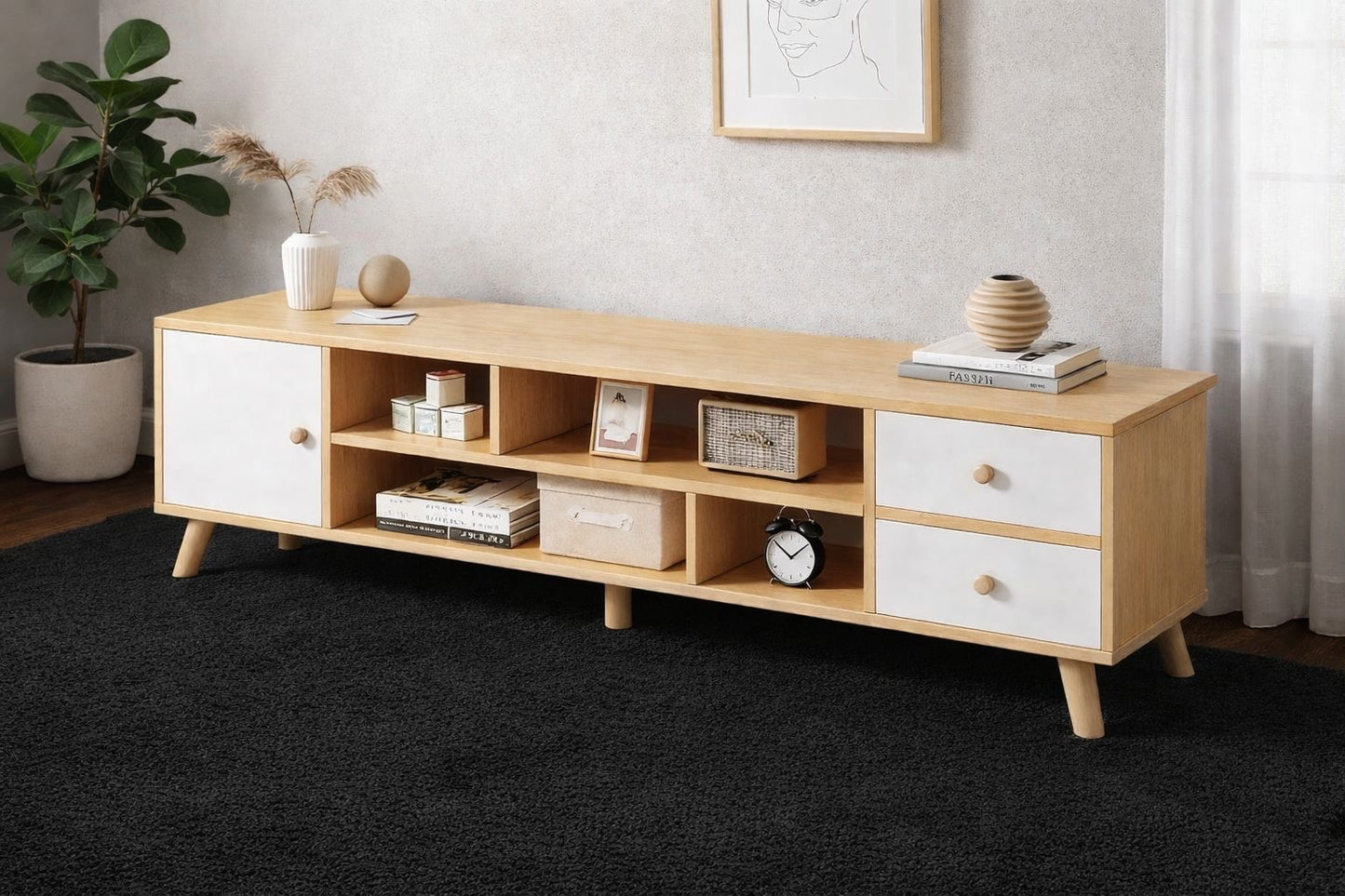 🖥️✨ MUEBLE DE TV MODERNO AMARILLO 120 CM – ESTILO QUE ORGANIZA ✨🖥️ 🆔 Cod. 2509206-2

💰 RD$3,495