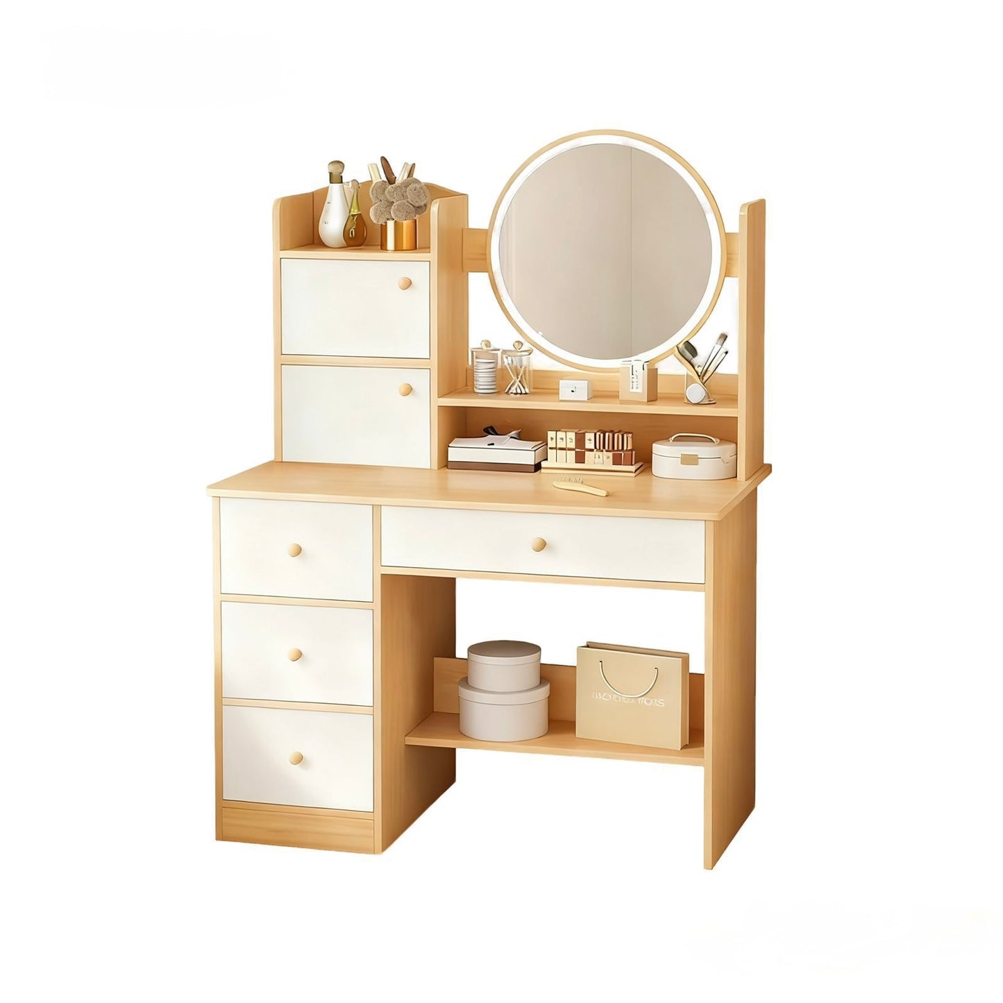 ✨ Tocador Moderno Bicolor con Espejo Redondo y 6 Gavetas ✨(Cod. 2509203-1)

💰RD$5,995