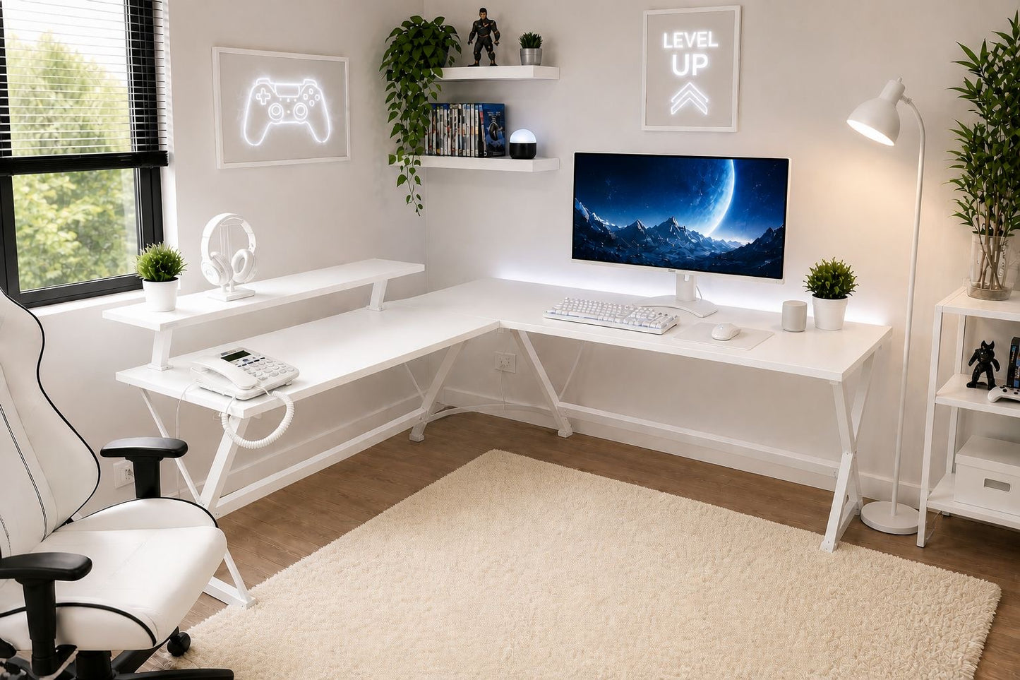 🎮🔥 MESA ESCRITORIO GAMER EN L – MÁS ESPACIO, MÁS CONTROL, MÁS NIVEL 🔥🎮
🆔 Cod. 88333-5
🎨 Color: BLANCO 

💰 Precio: RD$4,295