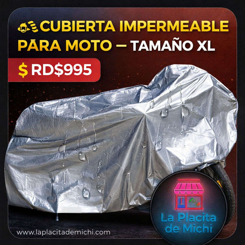 🏍️ CUBIERTA IMPERMEABLE PARA MOTO – TAMAÑO XL

💰 RD$995