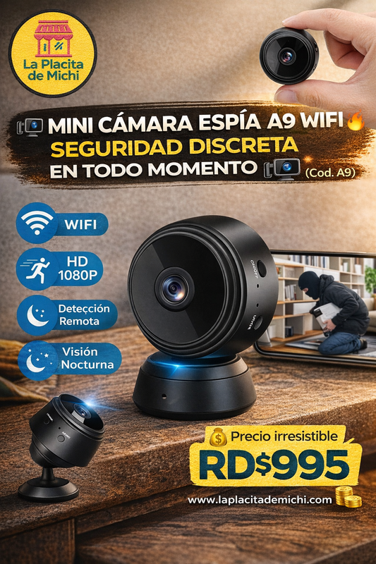 📹🔥 MINI CÁMARA ESPÍA A9 WIFI – SEGURIDAD DISCRETA EN TODO MOMENTO 🔥📹 (Cod. A9)

💰 Precio irresistible RD$995